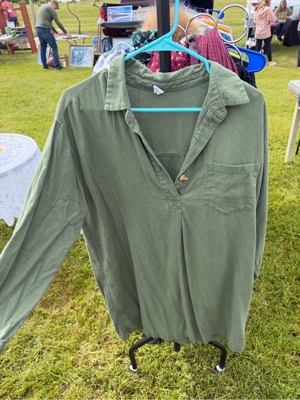 Women’s Olive Green Long-Sleeve Shirtdress